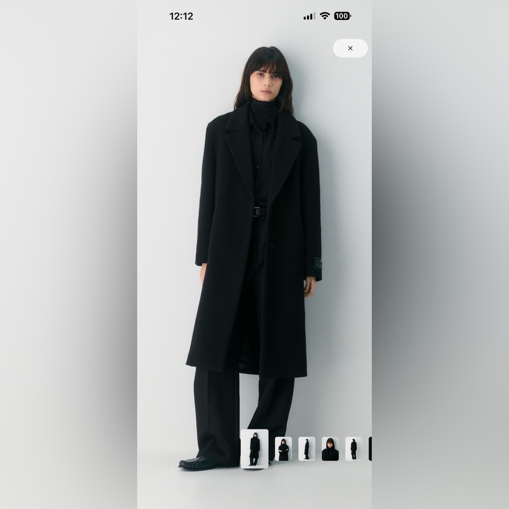 Aritzia Black Coat with Gold Detail: The Only Coat - Soft Wool Cashmere!